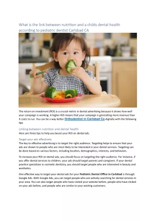 What is the link between nutrition and a childs dental health according to pediatric dentist Carlsbad CA