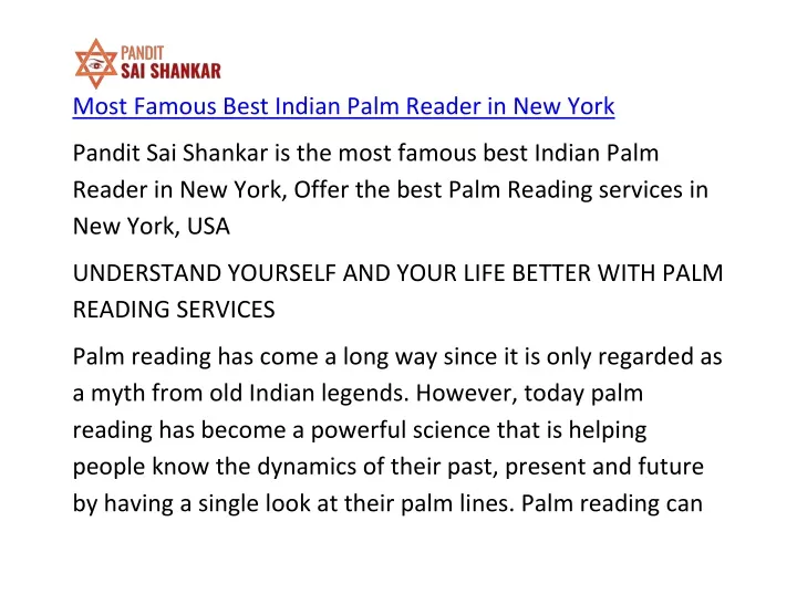 most famous best indian palm reader in new york