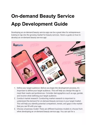 On-demand Beauty Service App Development Guide