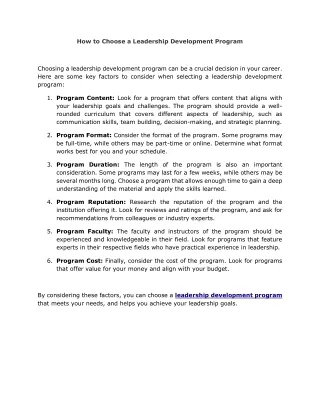 How to Choose a Leadership Development Program