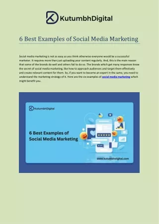 6 Best Examples of Social Media Marketing-KutumbhDigital