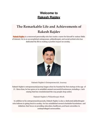 The Remarkable Life and Achievements of Rakesh Rajdev