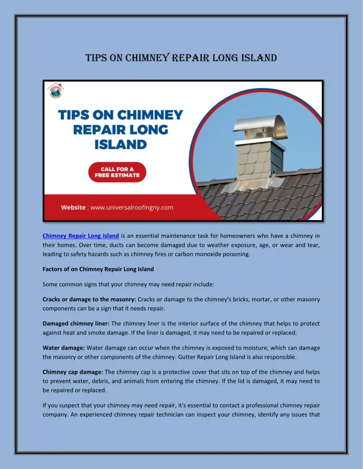 tips on chimney repair long island