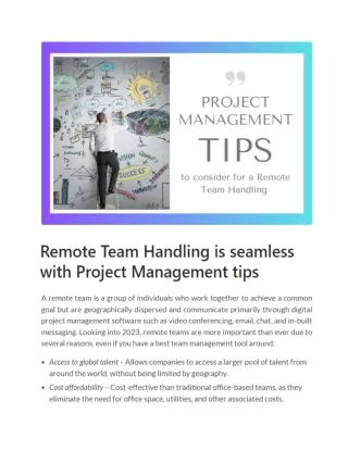 Remote Team Handling is seamless with Project Management tips