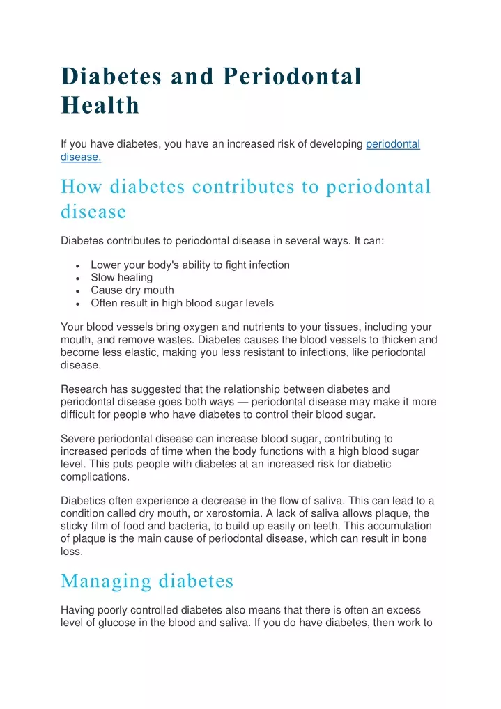 diabetes and periodontal health