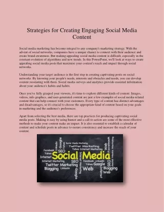 Strategies for Creating Engaging Social Media Content