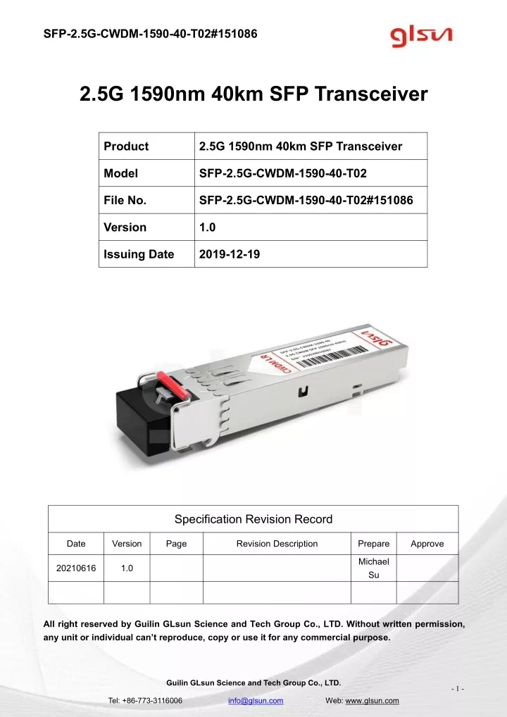 sfp 2 5g cwdm 1590 40 t02 151086