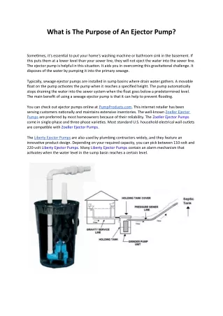 What is the purpose of an ejector pump