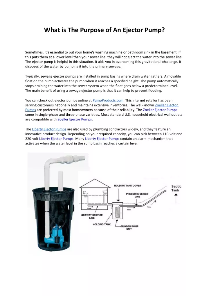 what is the purpose of an ejector pump