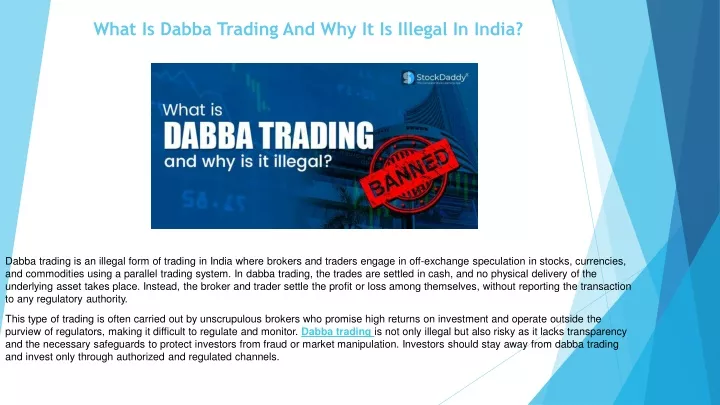 what is dabba trading and why it is illegal