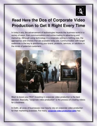 Corporate video production Delhi