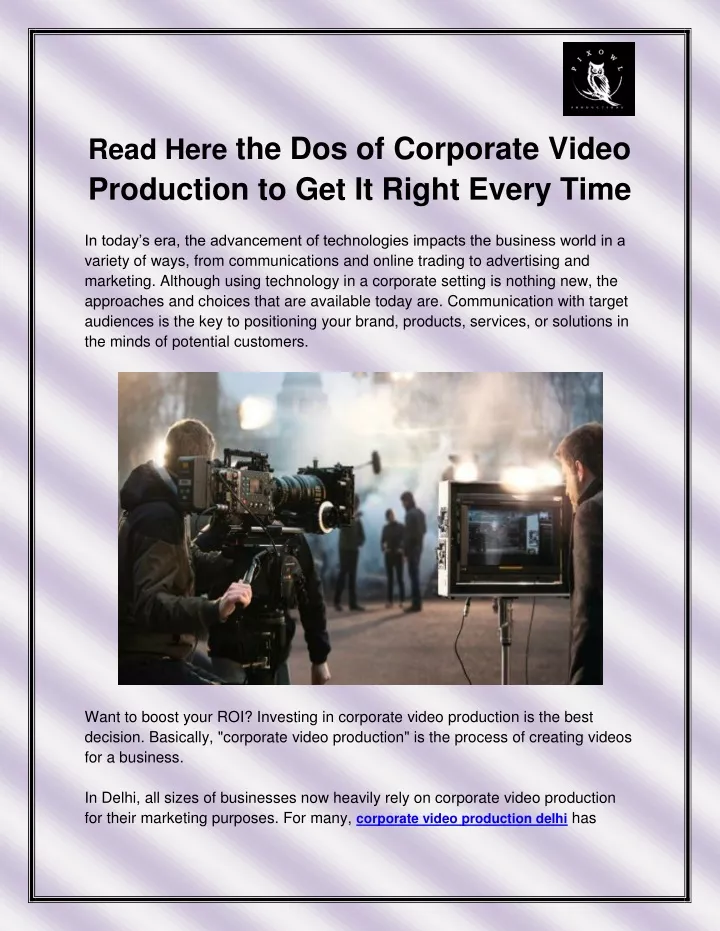 read here the dos of corporate video production