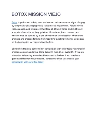 Botox Treatment Mission Viejo