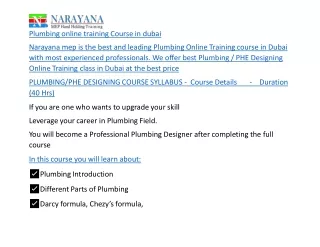 Plumbing online training Course in dubai