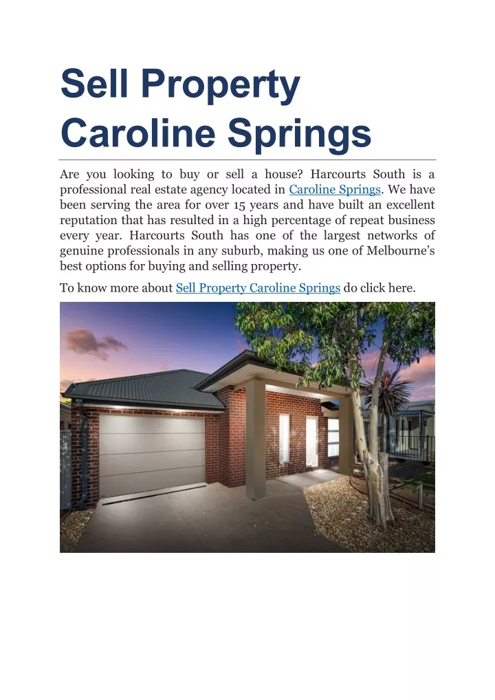 sell property caroline springs