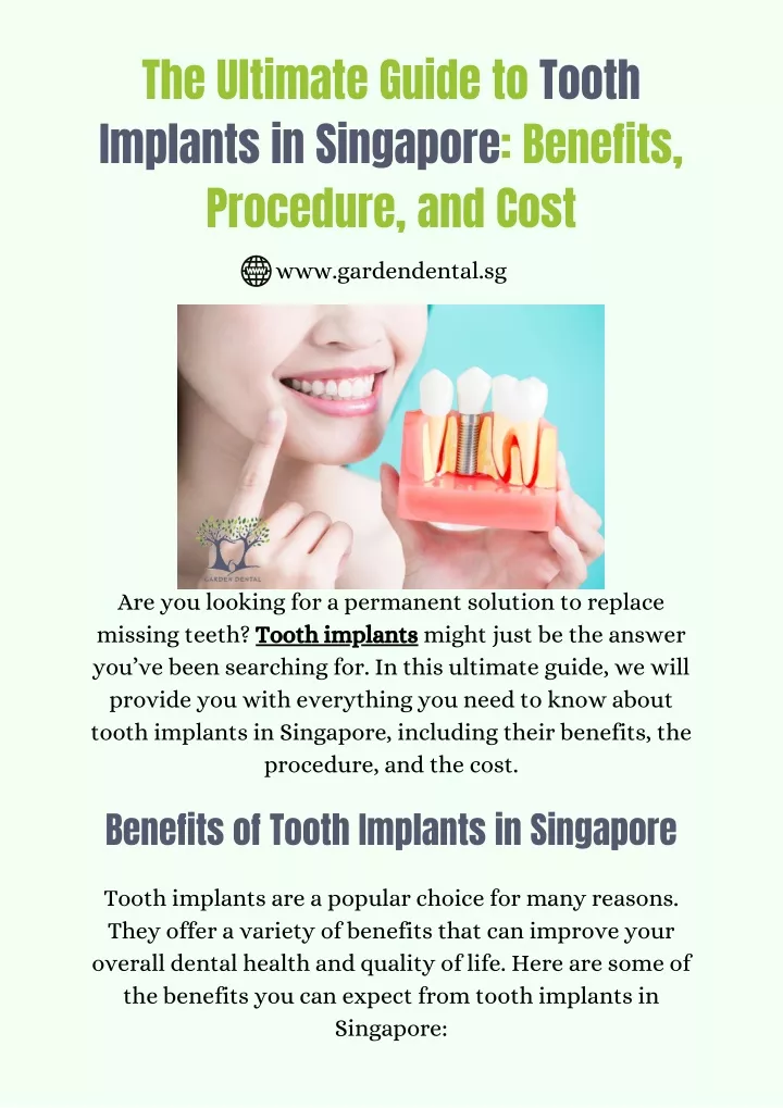 the ultimate guide to tooth implants in singapore