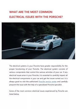 What are the most common electrical issues with the Porsche