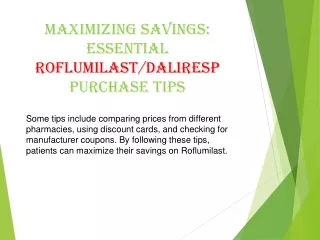 maximizing savings essential roflumilast daliresp purchase tips