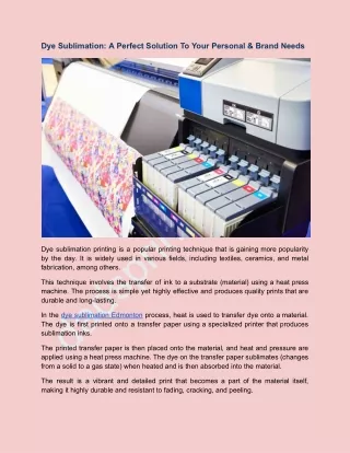 Dye Sublimation_ A Perfect Solution To Your Personal & Brand Needs