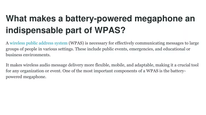 what makes a battery powered megaphone