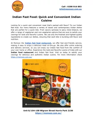 Indian Fast Food: Quick and Convenient Indian Cuisine