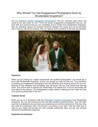Why Should You Get Engagement Photography Done by Shutterbabe Snapshots
