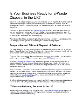 Is Your Business Ready for Ewaste Disposal in the UK