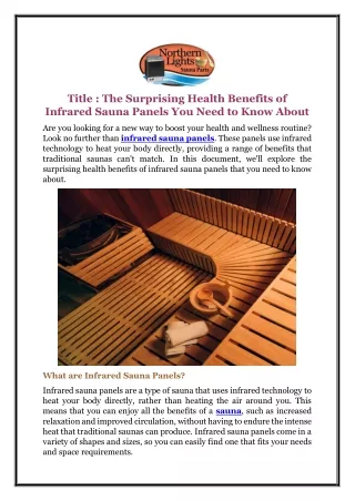 The Surprising Health Benefits of Infrared Sauna Panels You Need to Know About