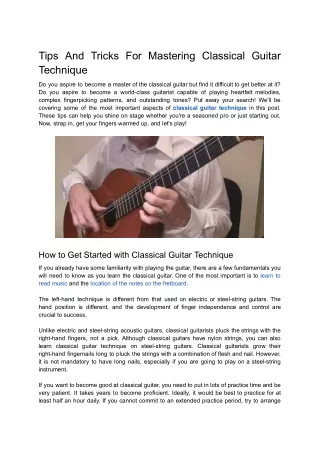 Tips And Tricks For Mastering Classical Guitar Technique