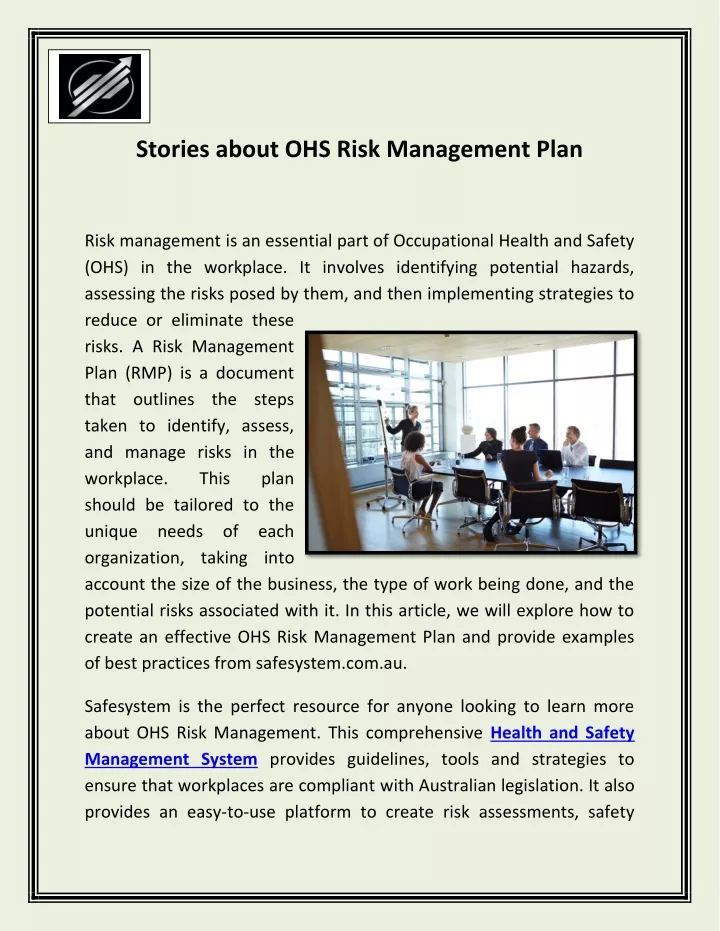stories about ohs risk management plan