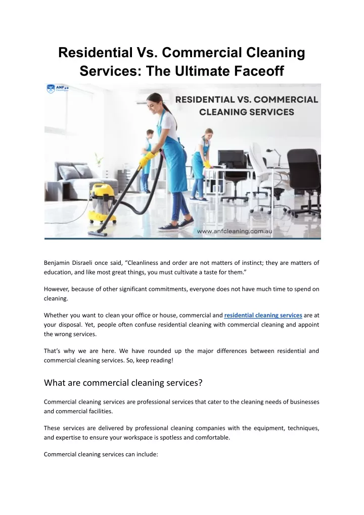 residential vs commercial cleaning services