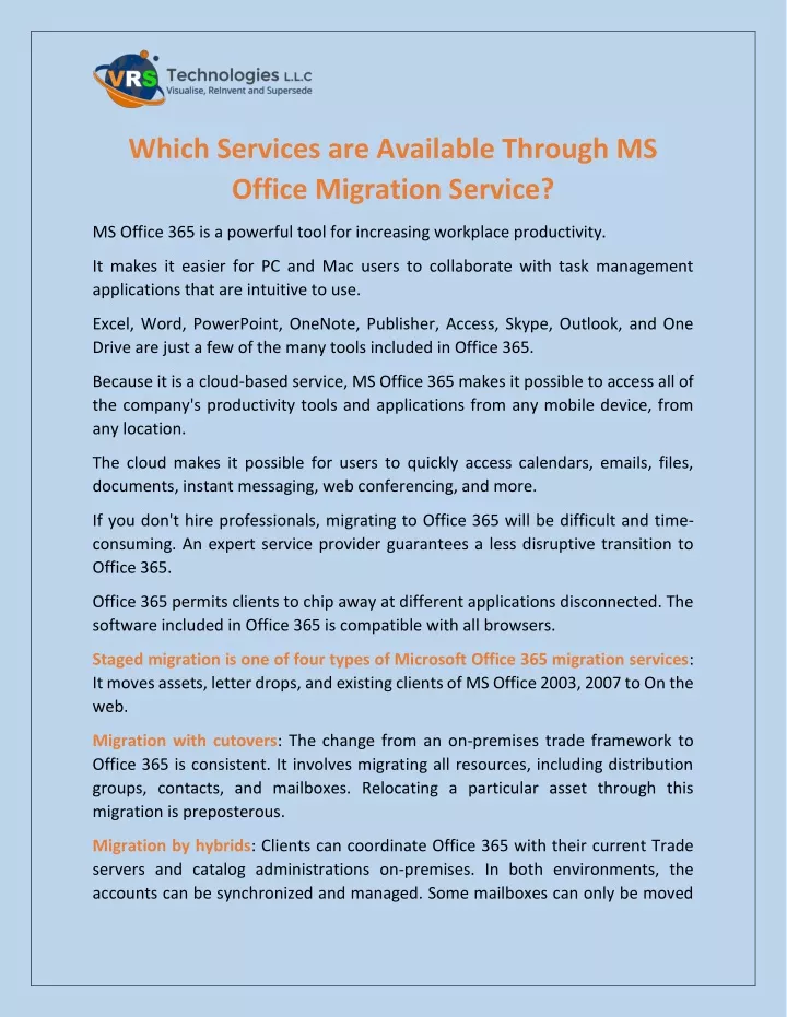 which services are available through ms office