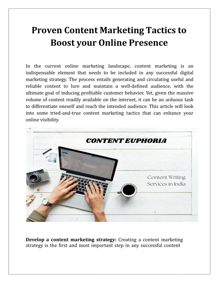 proven content marketing tactics to boost your online presence