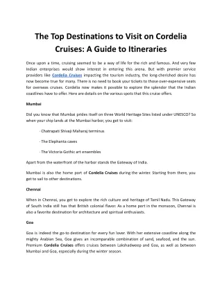 The Top Destinations to Visit on Cordelia Cruises_ A Guide to Itineraries