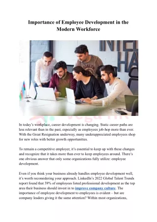 Employee Development in the Modern Workforce