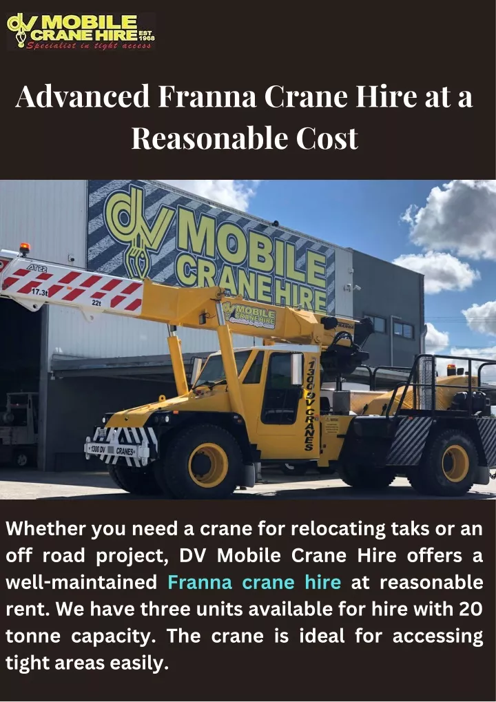advanced franna crane hire at a reasonable cost