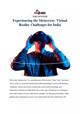 Experiencing the Metaverse Virtual Reality Challenges for India