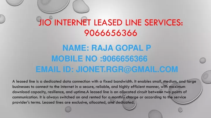 jio internet leased line services 9066656366