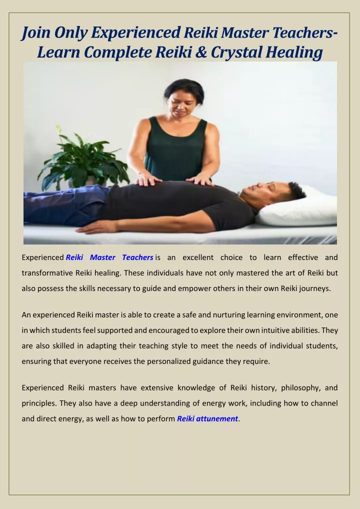 join only experienced reiki master teachers learn