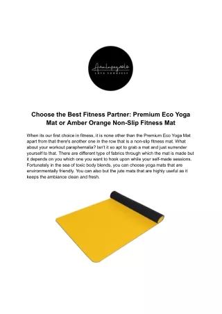 Choose the Best Fitness Partner: Premium Eco Yoga Mat or Amber Orange Non-Slip F