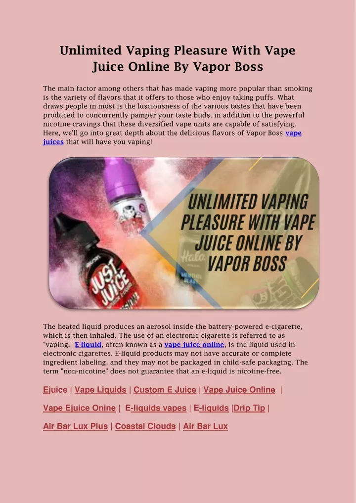 unlimited vaping pleasure with vape juice online