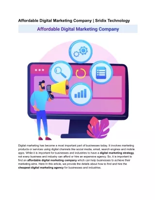 Affordable Digital Marketing Company - Sridix Technology