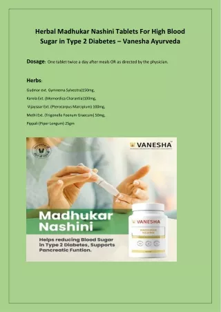 Madhukar Nashini Ayurvedic Medicine Vanesha