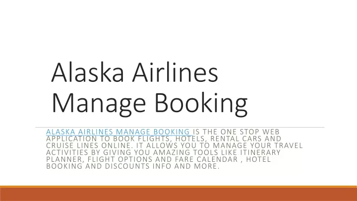 alaska airlines manage booking