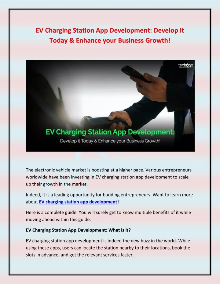 ev charging station app development develop