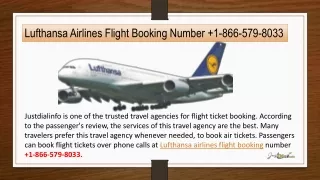 Lufthansa Airlines Flight Booking Reservation Number  1-886-579-8033