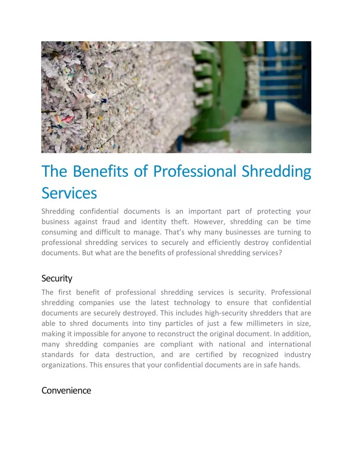 the benefits of professional shredding services