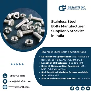Stainless Steel Bolts| High Tensile Bolts| HSFG Bolts| Heavy Hex Bolts-Delta Fit