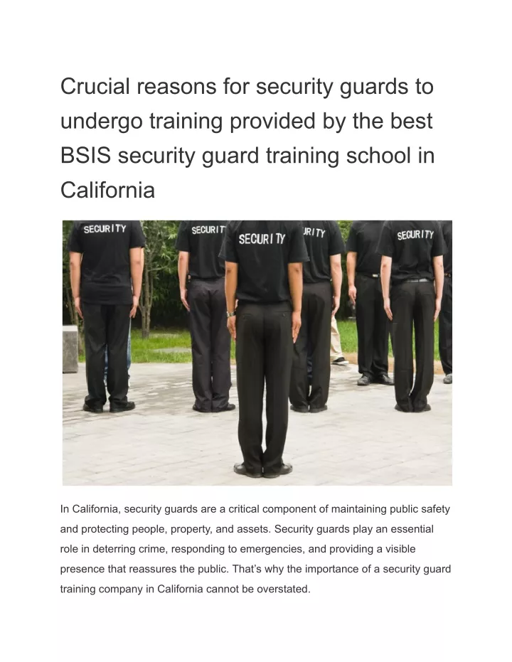 crucial reasons for security guards to undergo