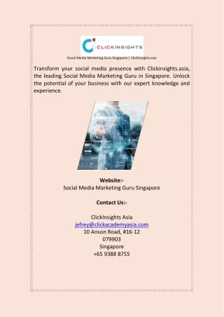 Social Media Marketing Guru Singapore Clickinsights asia